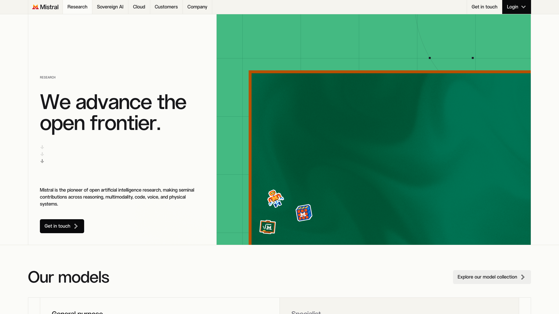 Screenshot of the Mistral AI models page